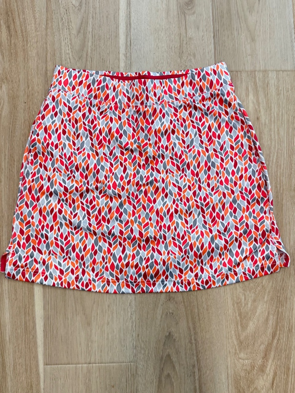 Athleisure Golf Skort Size 8 Pink Orange Gray Geometric Maggie Lane Athletic